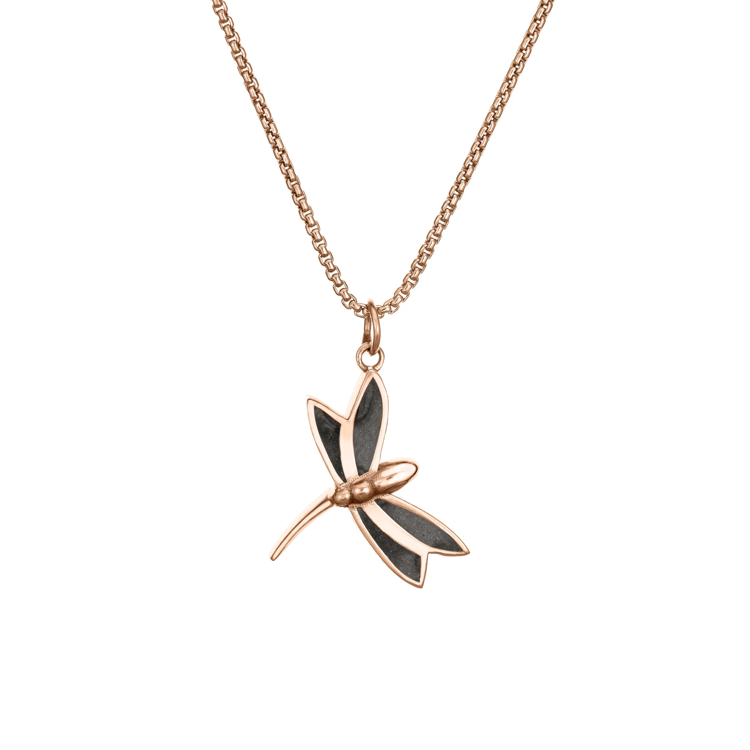 Dragonfly Cremation Necklace in 14K Rose Gold
