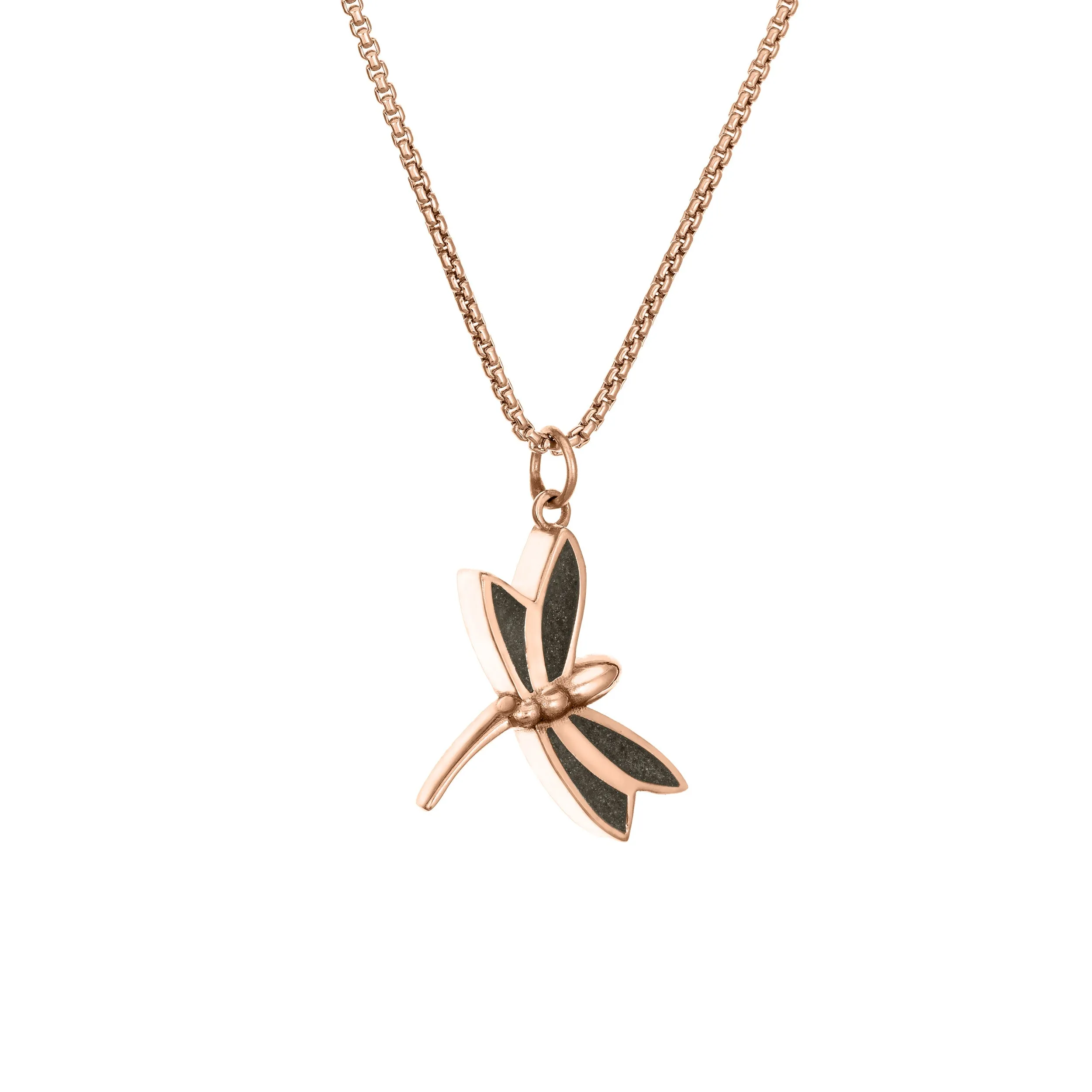 Dragonfly Cremation Necklace in 14K Rose Gold