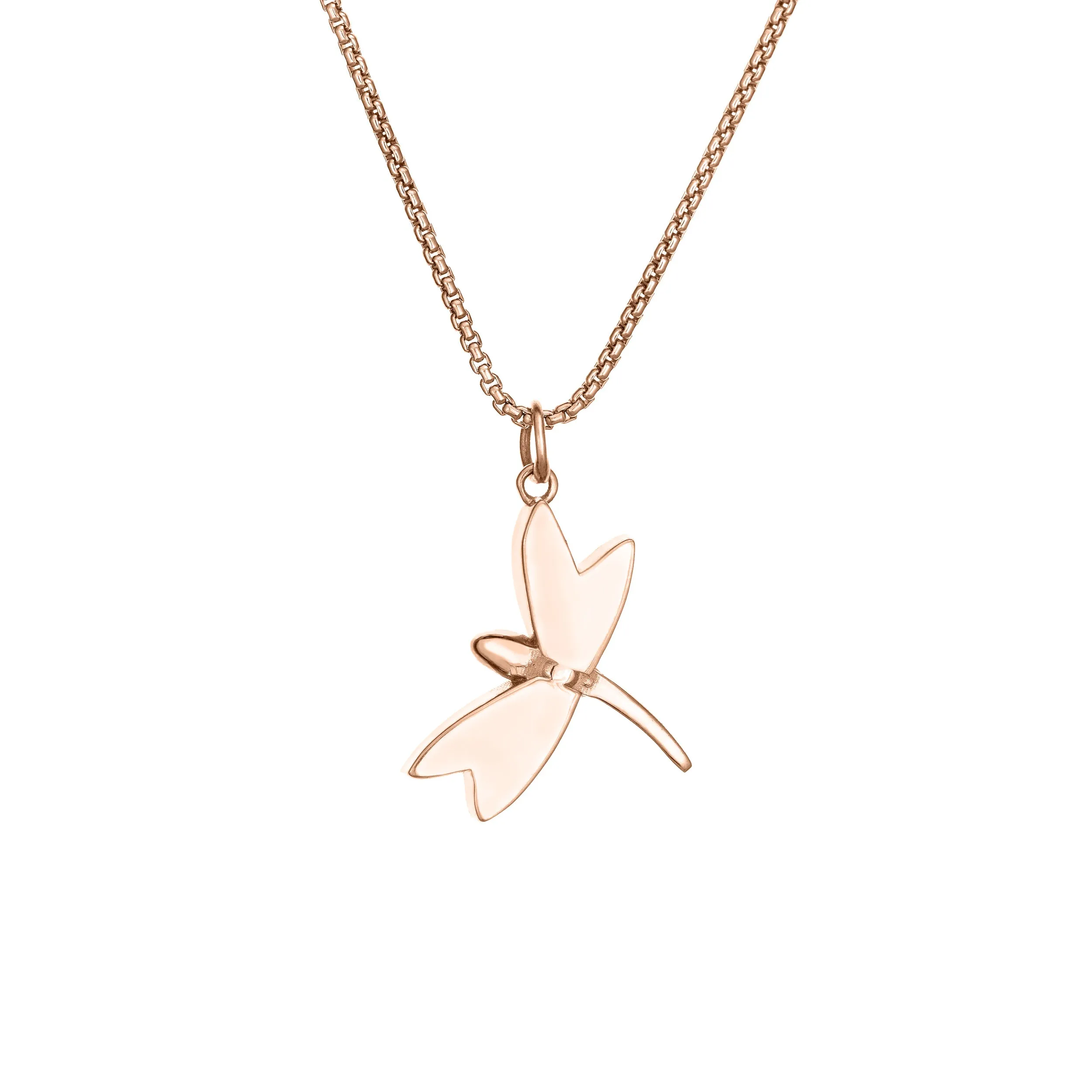 Dragonfly Cremation Necklace in 14K Rose Gold