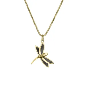 Dragonfly Cremation Necklace in 14K Yellow Gold