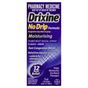 Drixine 12 Hour Relief No Drip Moisturising Nasal Spray 15mL