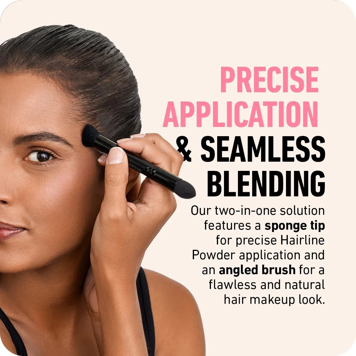 Dual-Ended Hairline Powder Brush - Precision Makeup Brush Set with Sponge Tip for Seamless Blending - Ideal as a Concealer Brush, Hair Contour Brush, and Root Touch Up