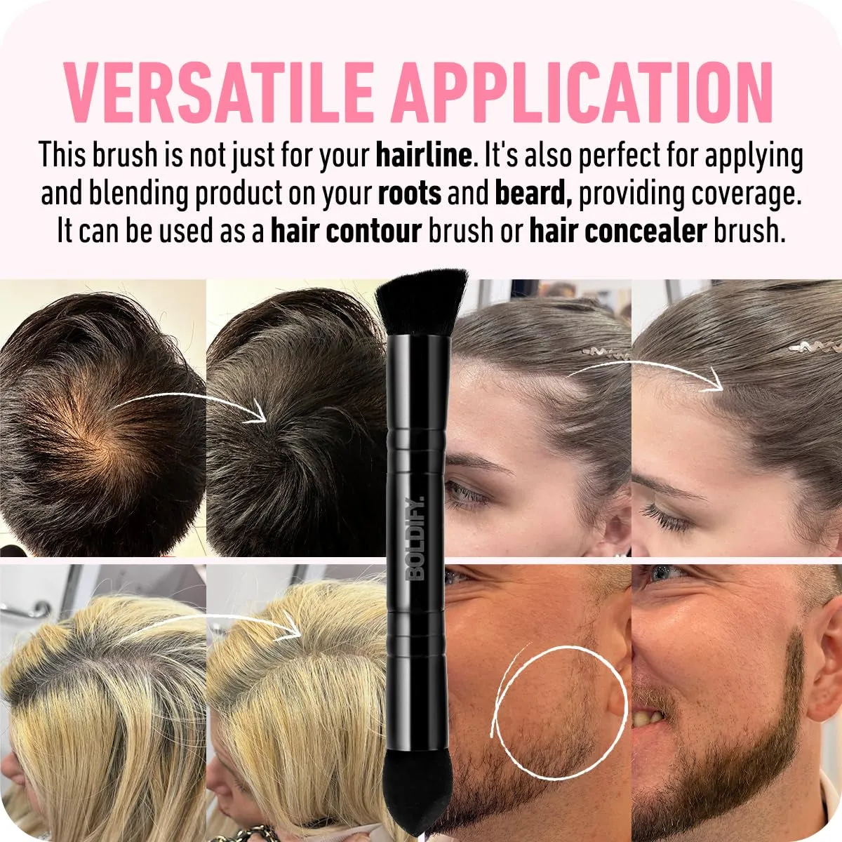Dual-Ended Hairline Powder Brush - Precision Makeup Brush Set with Sponge Tip for Seamless Blending - Ideal as a Concealer Brush, Hair Contour Brush, and Root Touch Up