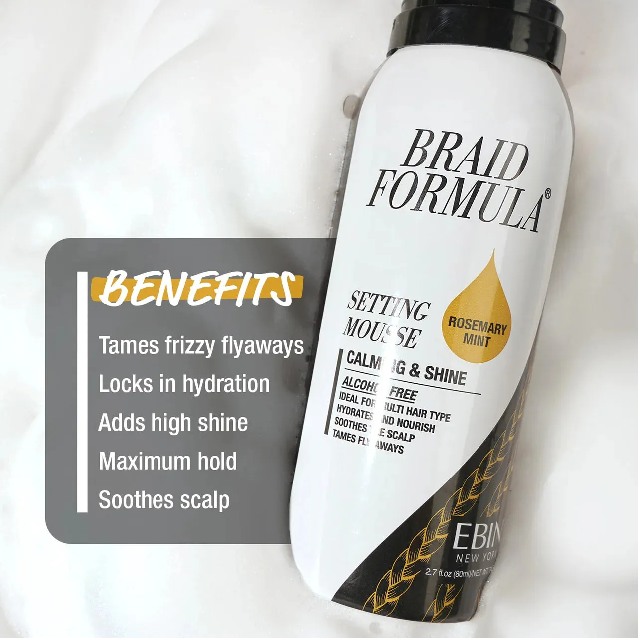 Ebin New York Braid Formula Setting Mousse Smoothing & Shine Menthol
