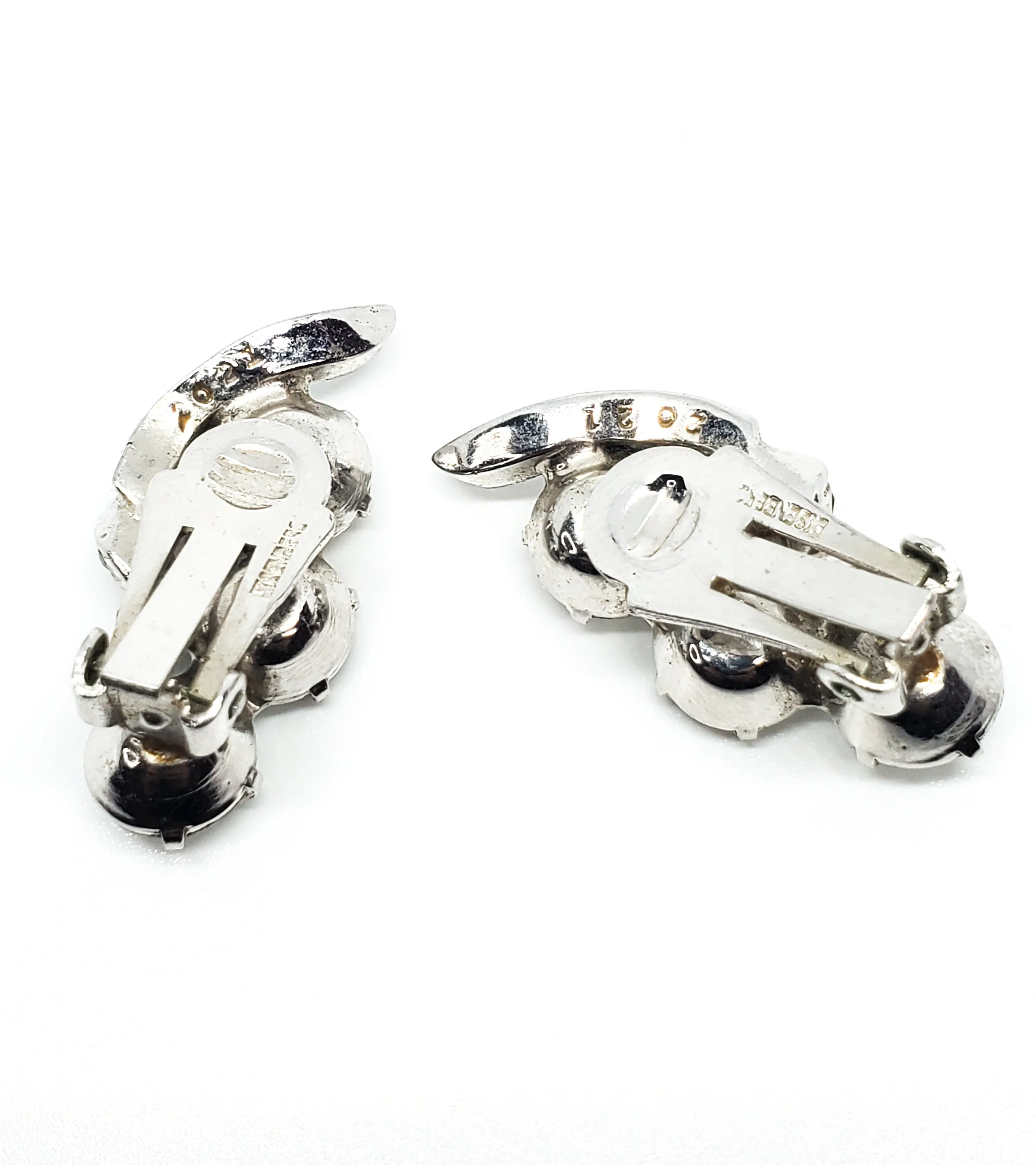 Eisengberg Art Deco Early signed vintage clip on rhinestone earrings 2021
