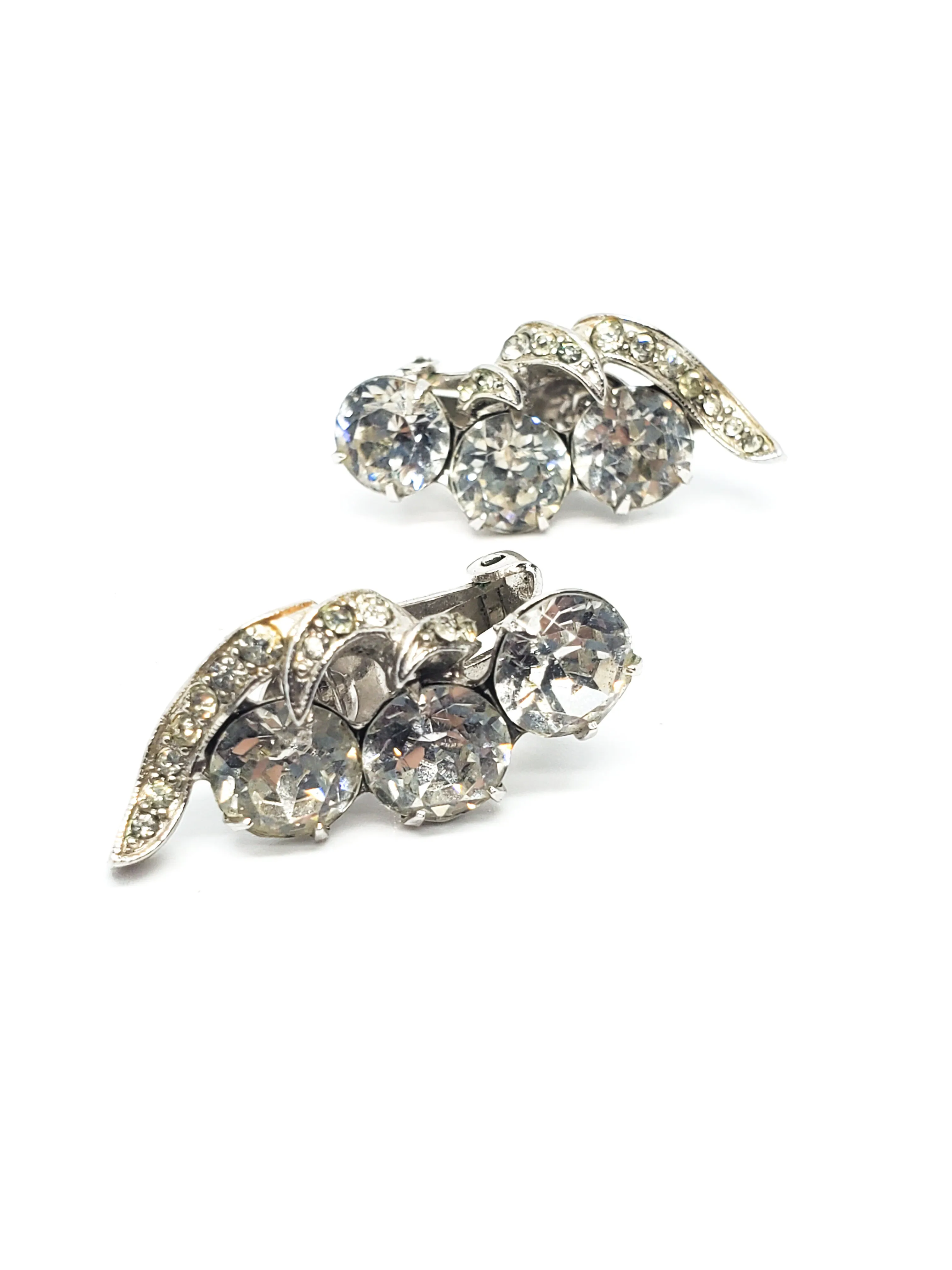 Eisengberg Art Deco Early signed vintage clip on rhinestone earrings 2021