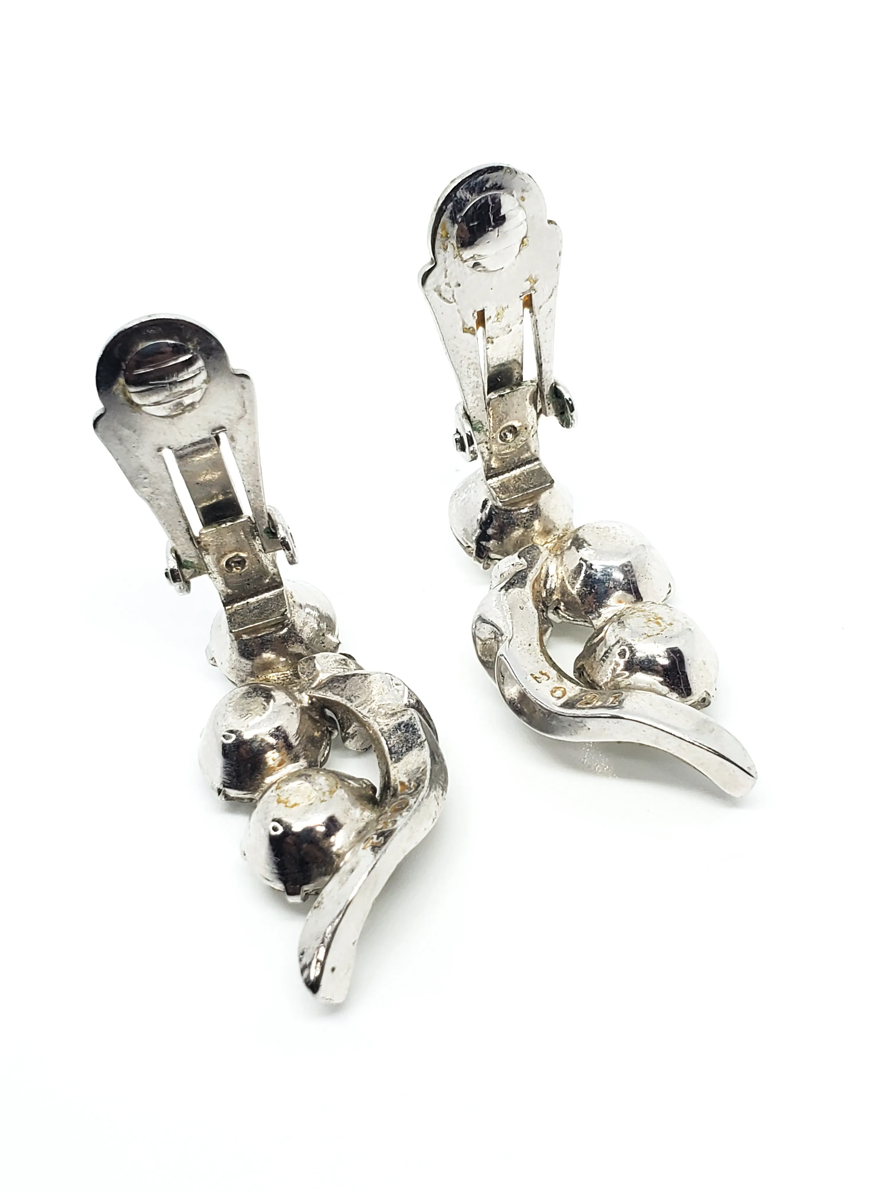 Eisengberg Art Deco Early signed vintage clip on rhinestone earrings 2021