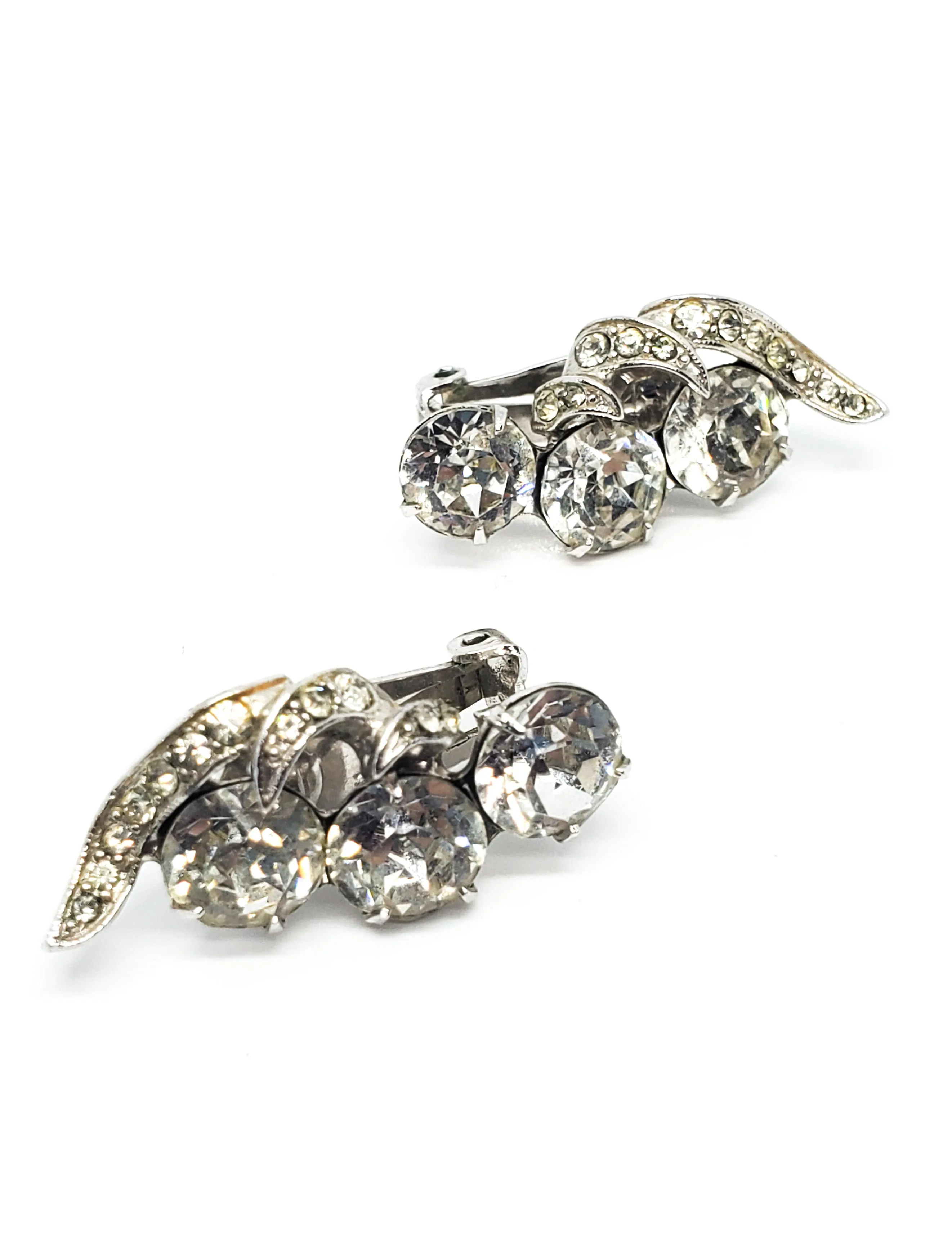 Eisengberg Art Deco Early signed vintage clip on rhinestone earrings 2021