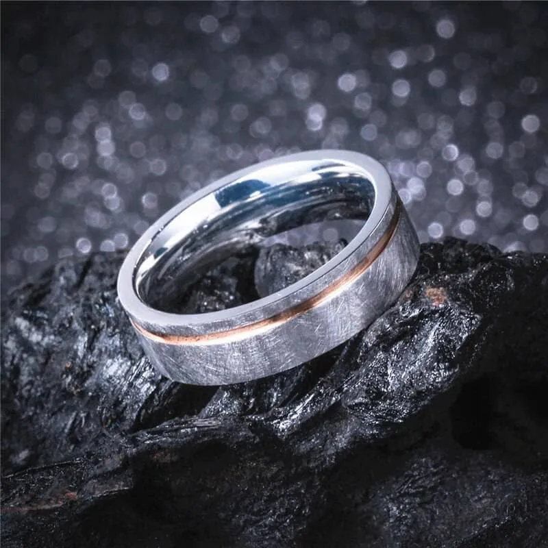 Elegant Created Diamond Mass Brushed Rose Gold Stripe Wedding Band