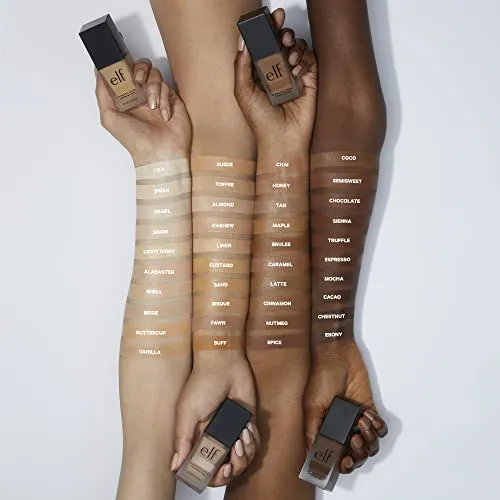 e.l.f. Flawless Satin Foundation, Lightweight & Medium Coverage, Semi-Matte Finish, Vegan & Cruelty-Free, Lily, 0.68 Fl Oz (20mL)