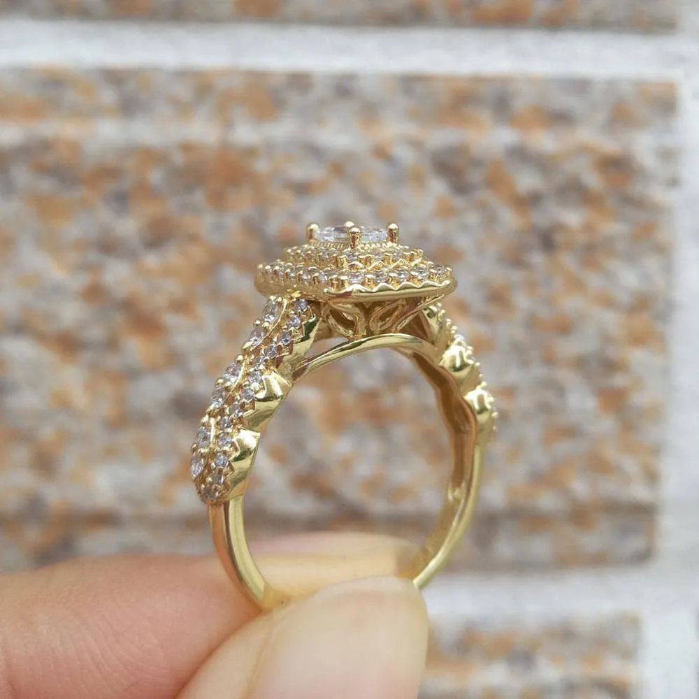 Emerald Cut Created Diamond Engagement Ring Set