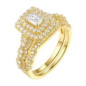 Emerald Cut Created Diamond Engagement Ring Set