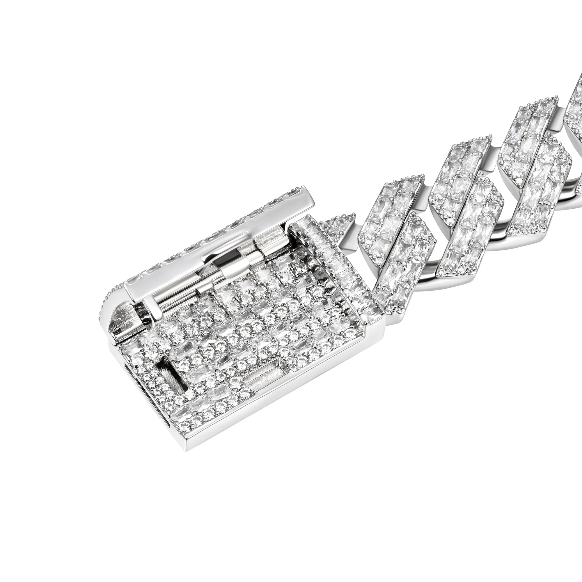 Emerald Cut Prong Cuban Link Chain