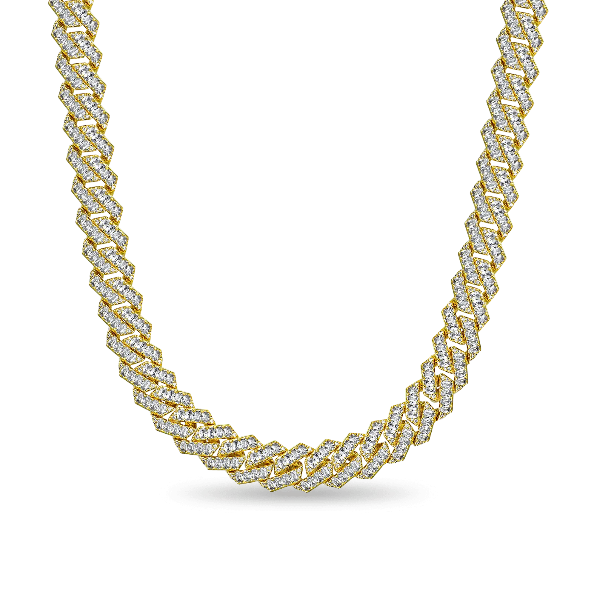 Emerald Cut Prong Cuban Link Chain