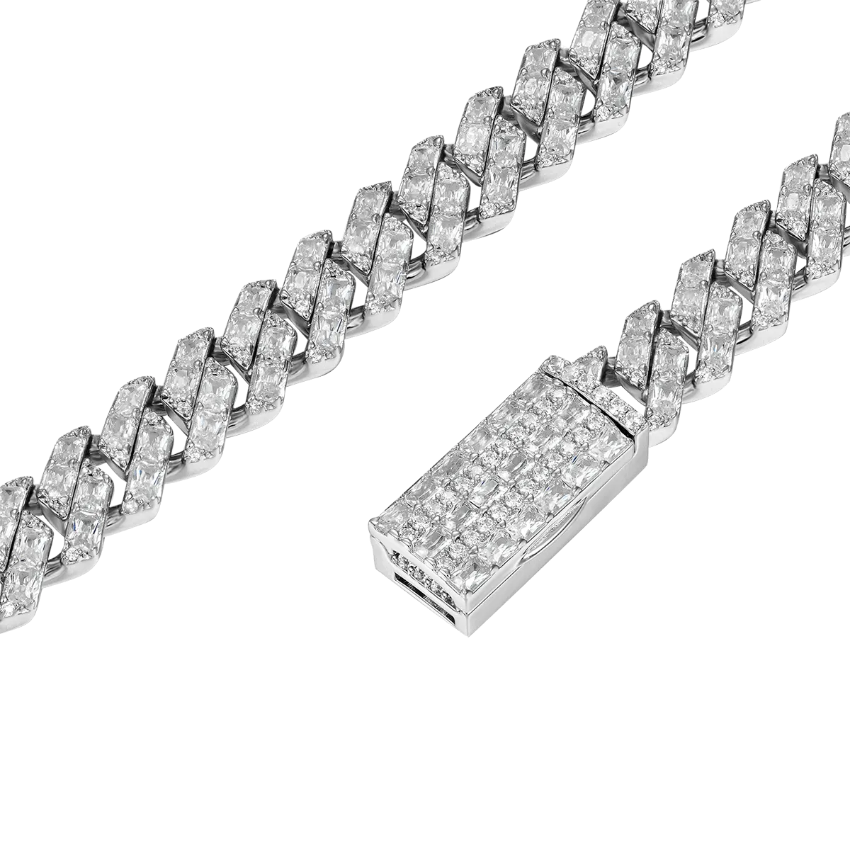 Emerald Cut Prong Cuban Link Chain