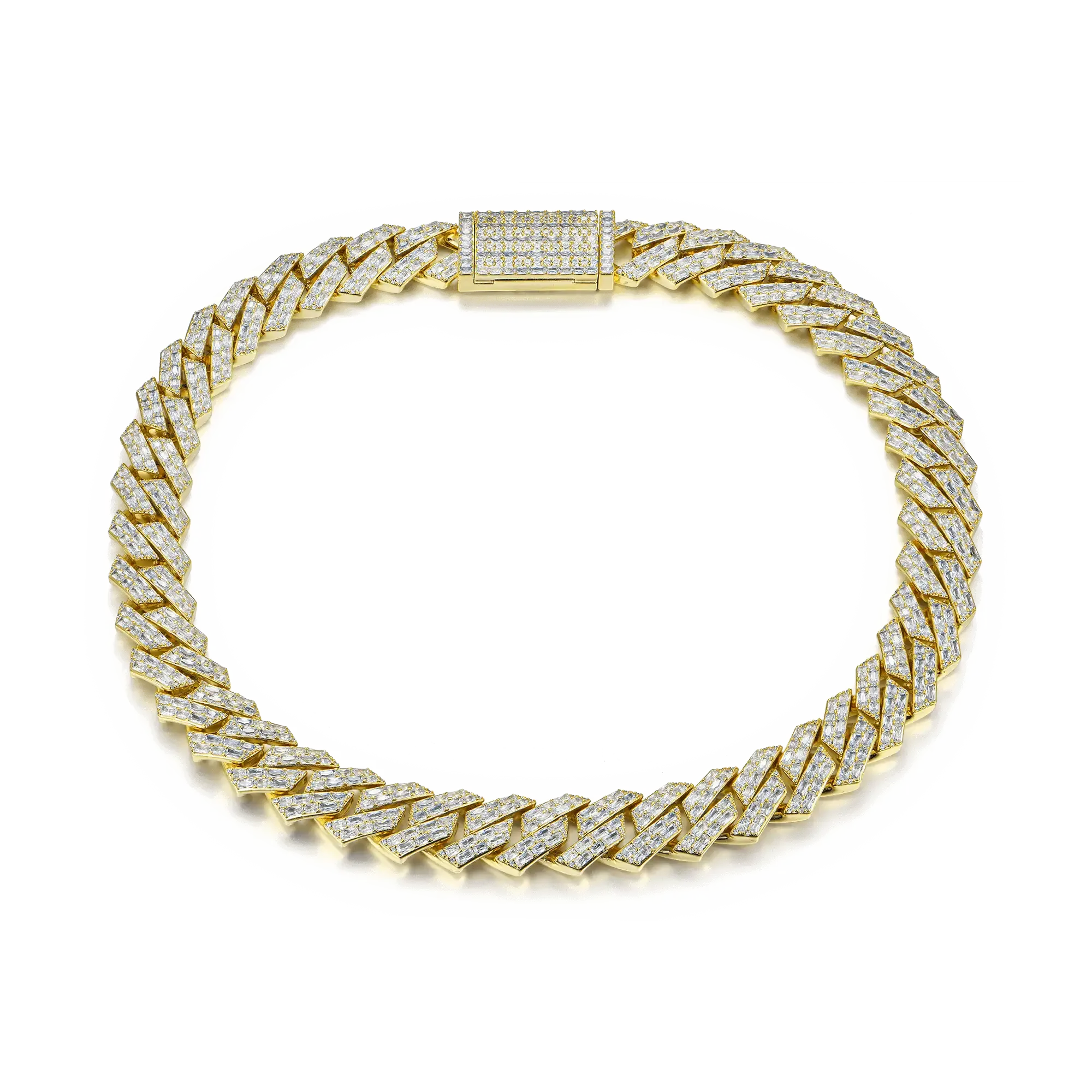 Emerald Cut Prong Cuban Link Chain
