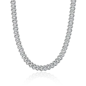 Emerald Cut Prong Cuban Link Chain