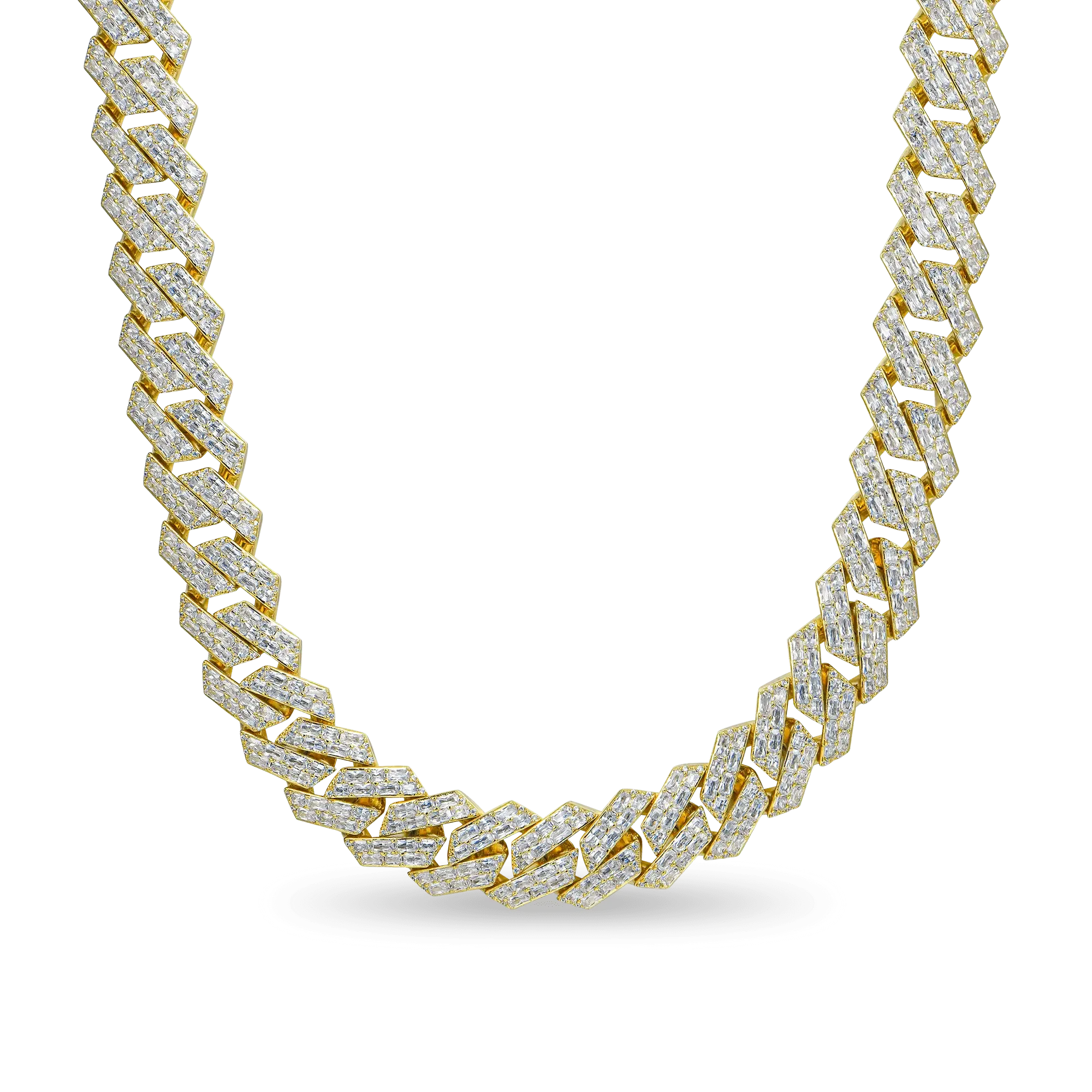 Emerald Cut Prong Cuban Link Chain
