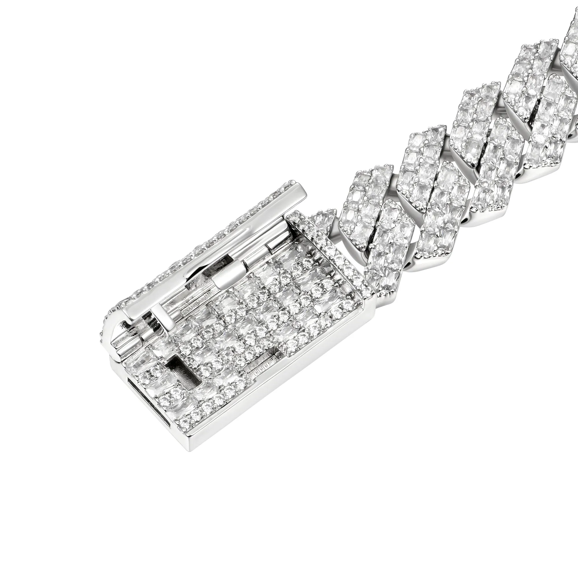 Emerald Cut Prong Cuban Link Chain
