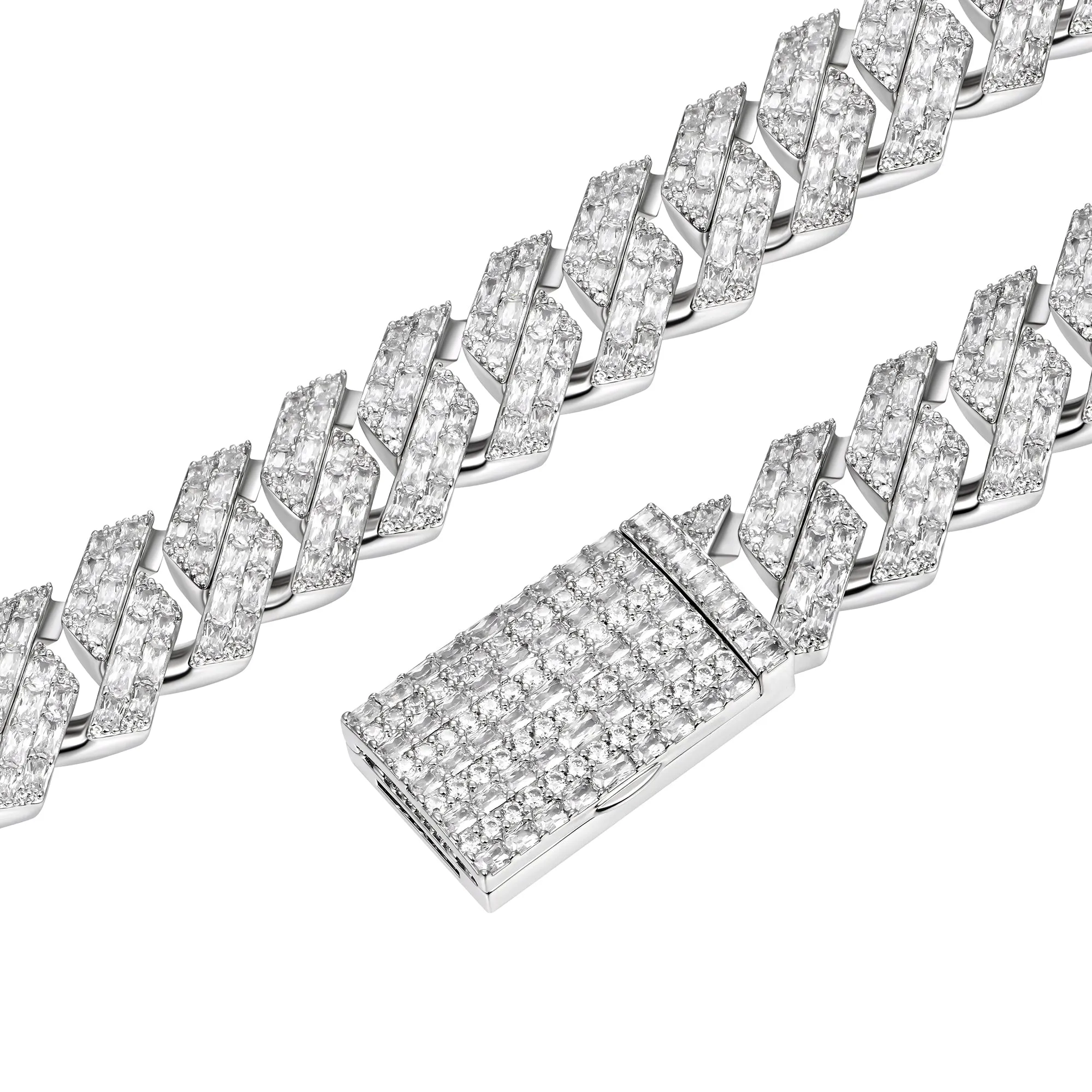 Emerald Cut Prong Cuban Link Chain