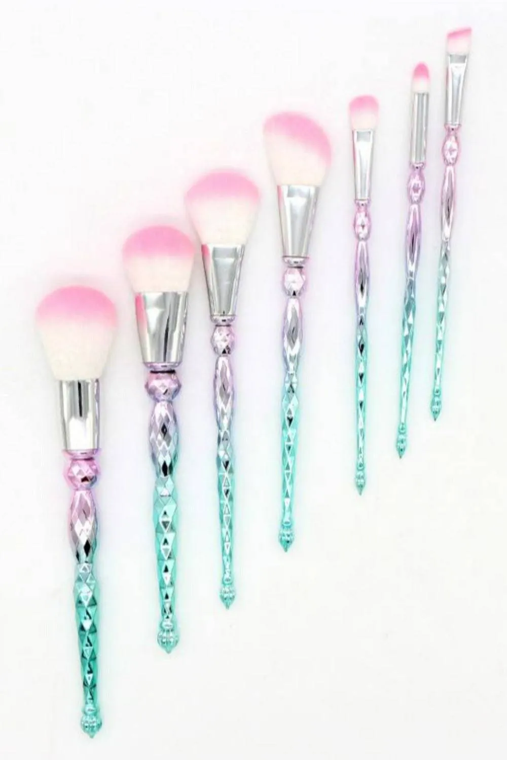 Emerald Diamond Makeup Brush Set - 7 Pack