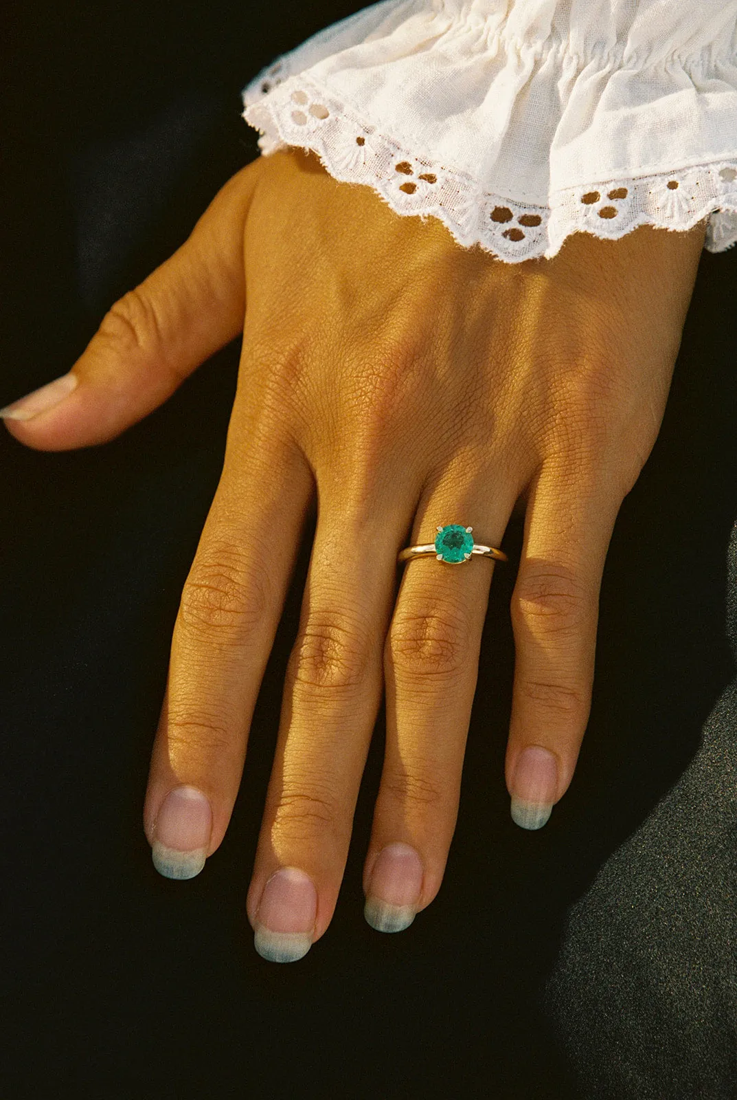 Emerald Round Solitaire Ring