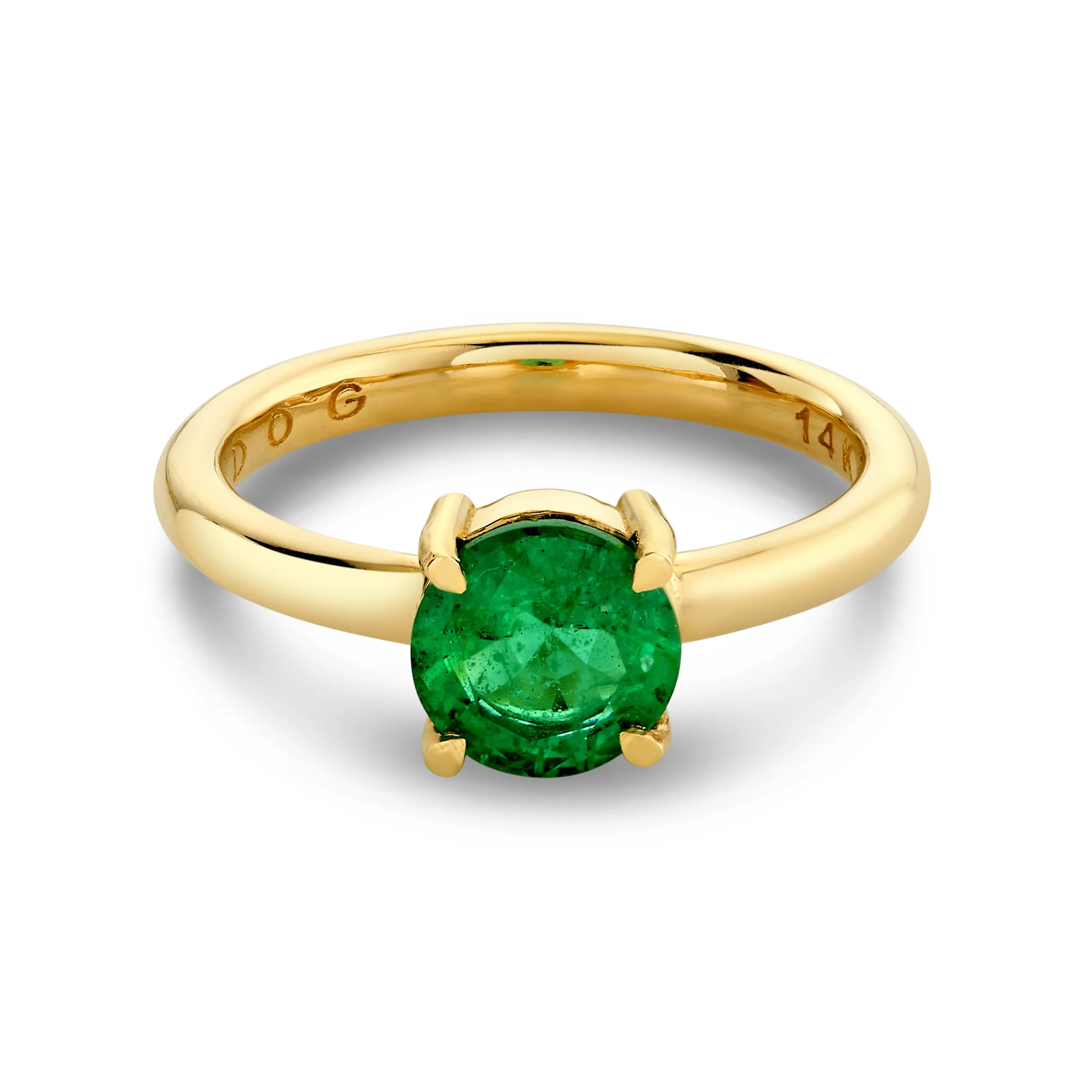 Emerald Round Solitaire Ring
