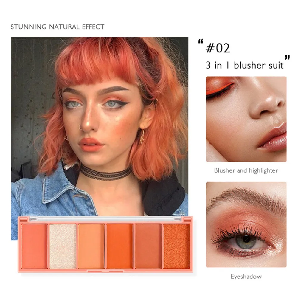 Emotional Blush Palette White Orange Nude Makeup High Gloss Eye Shadow Six Color Rouge