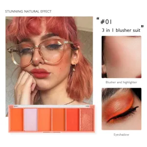 Emotional Blush Palette White Orange Nude Makeup High Gloss Eye Shadow Six Color Rouge