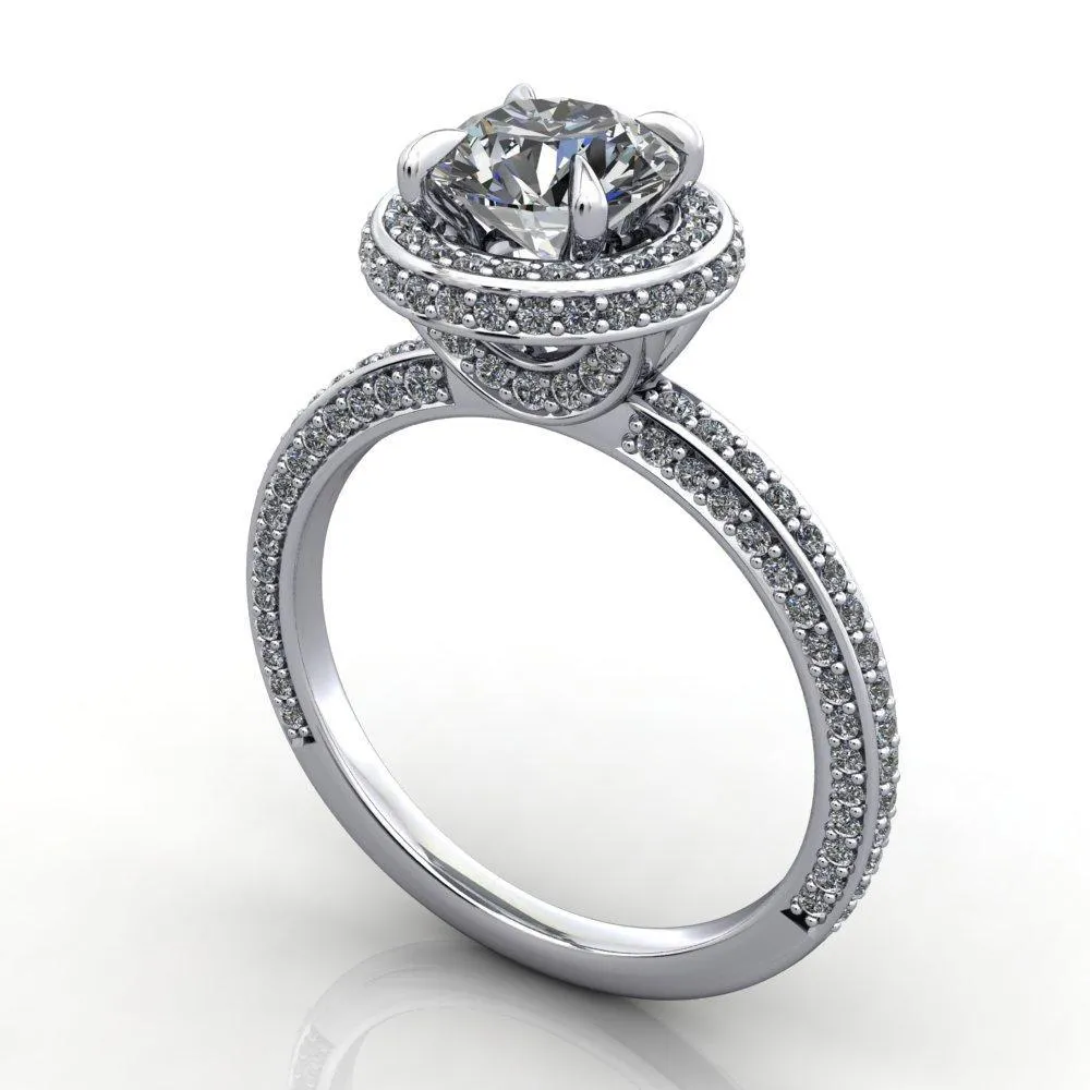 Esme Halo Three-Sided Pavé Engagement Ring (setting only)