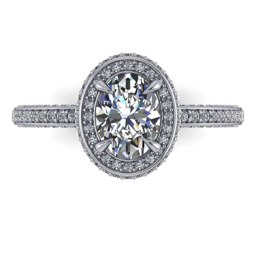 Esme Halo Three-Sided Pavé Engagement Ring (setting only)
