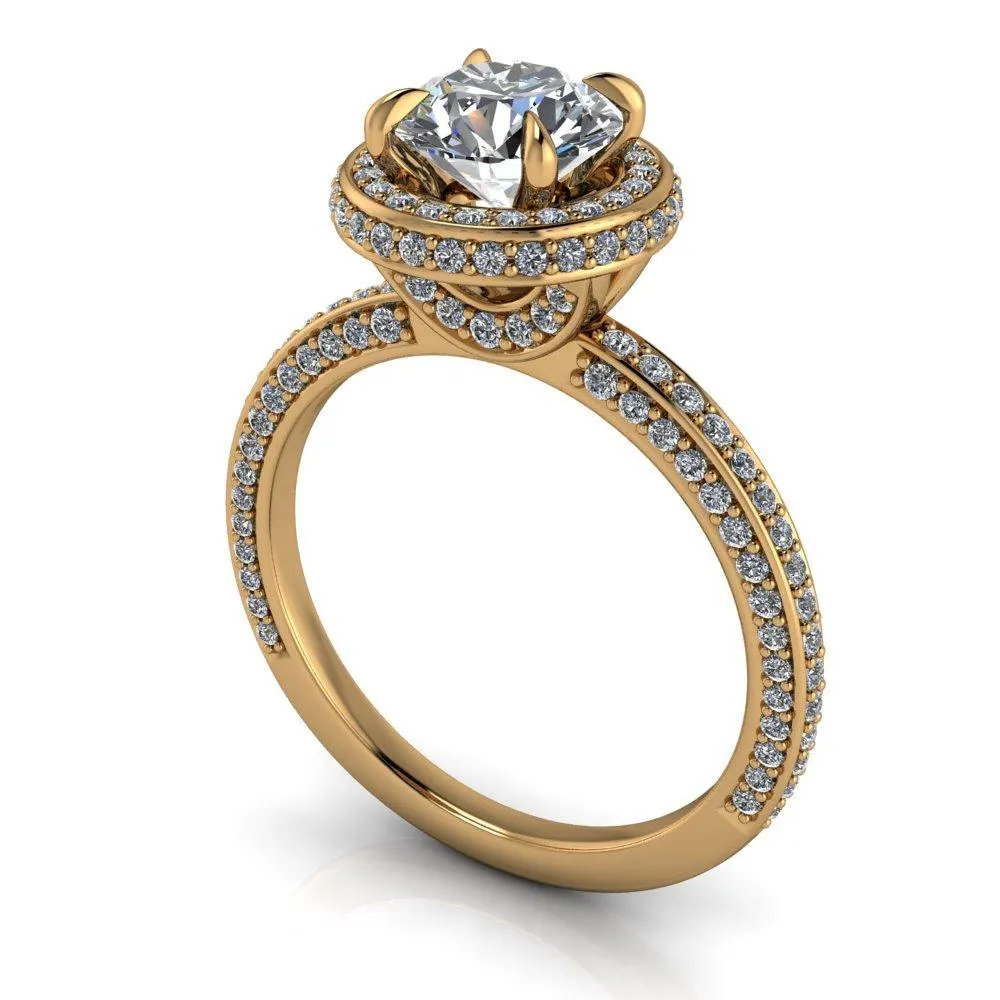 Esme Halo Three-Sided Pavé Engagement Ring (setting only)