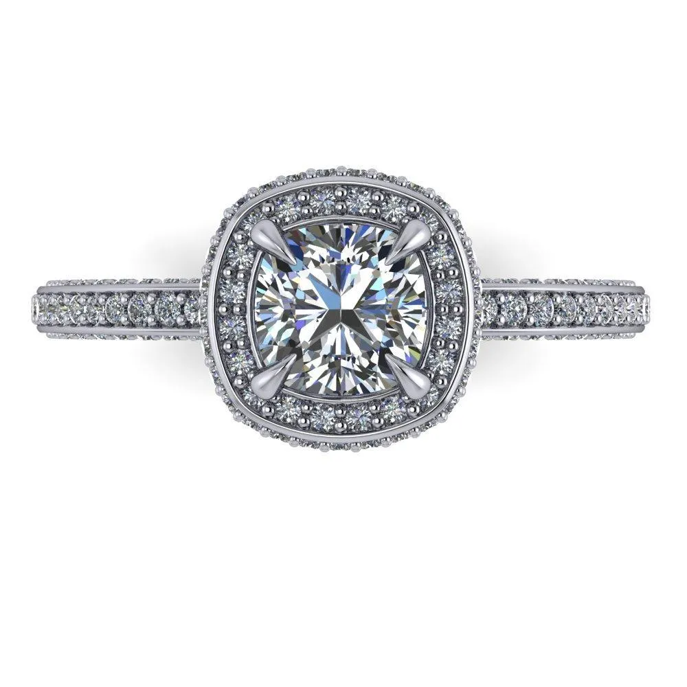 Esme Halo Three-Sided Pavé Engagement Ring (setting only)
