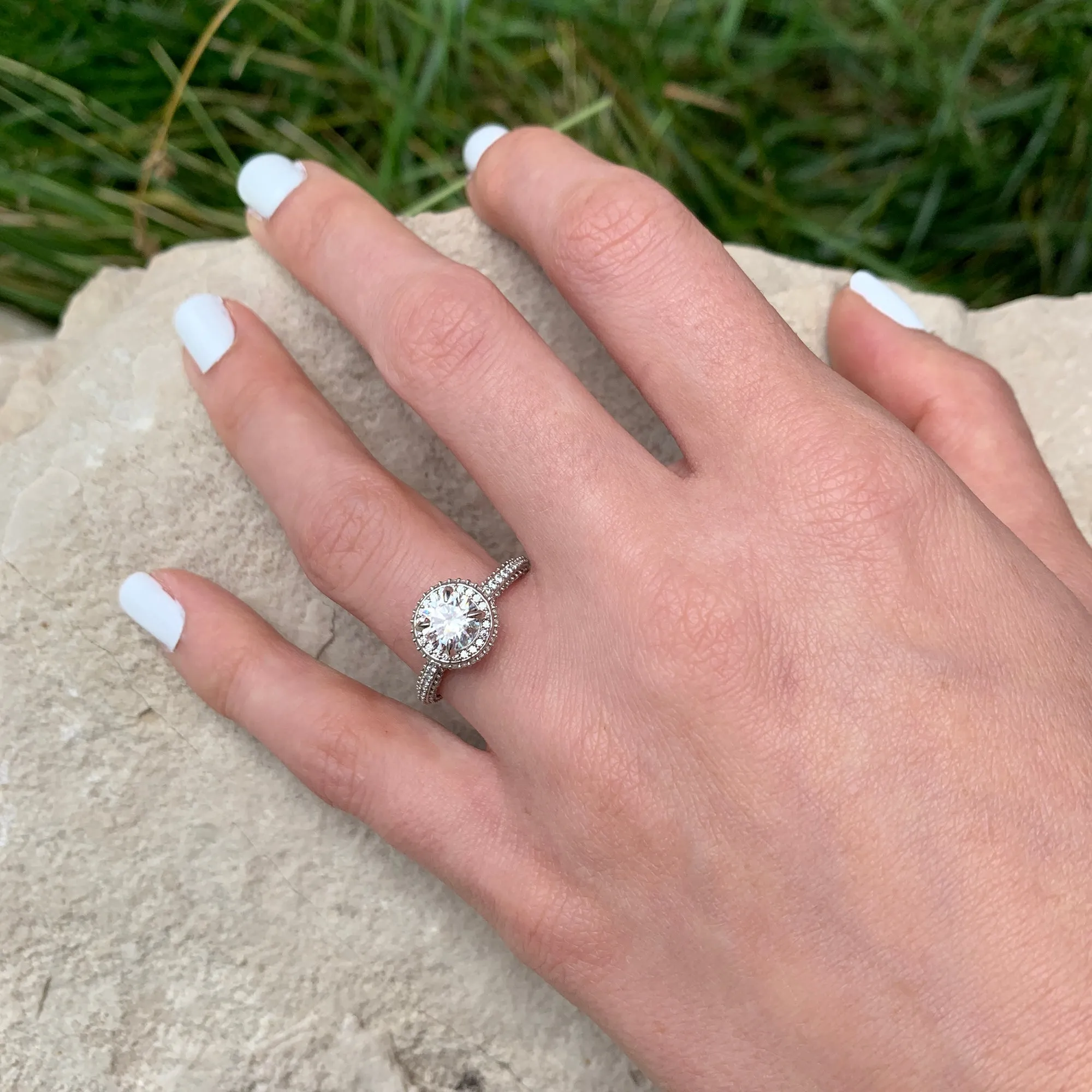 Esme Halo Three-Sided Pavé Engagement Ring (setting only)