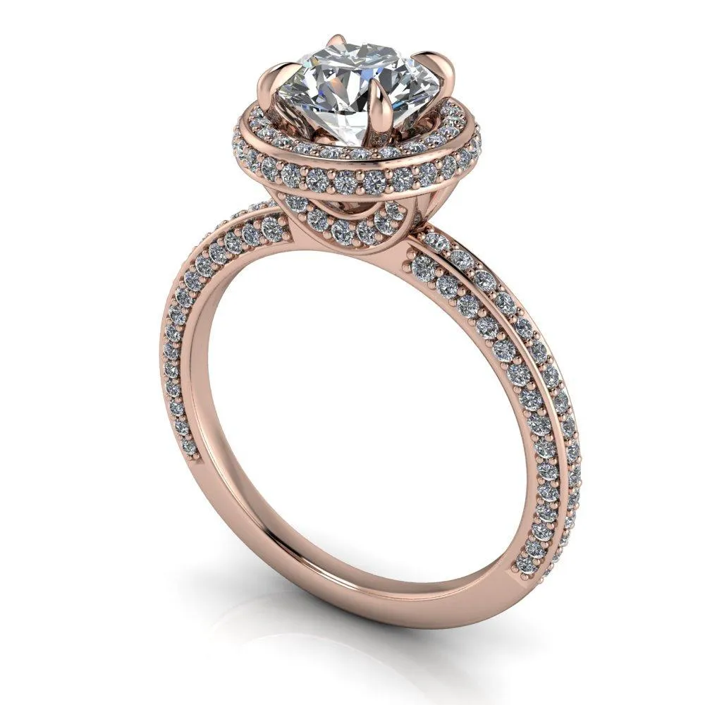 Esme Halo Three-Sided Pavé Engagement Ring (setting only)
