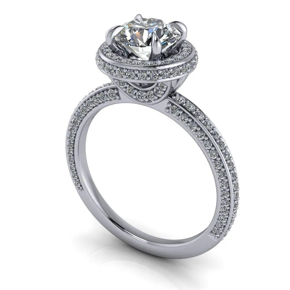 Esme Halo Three-Sided Pavé Engagement Ring (setting only)