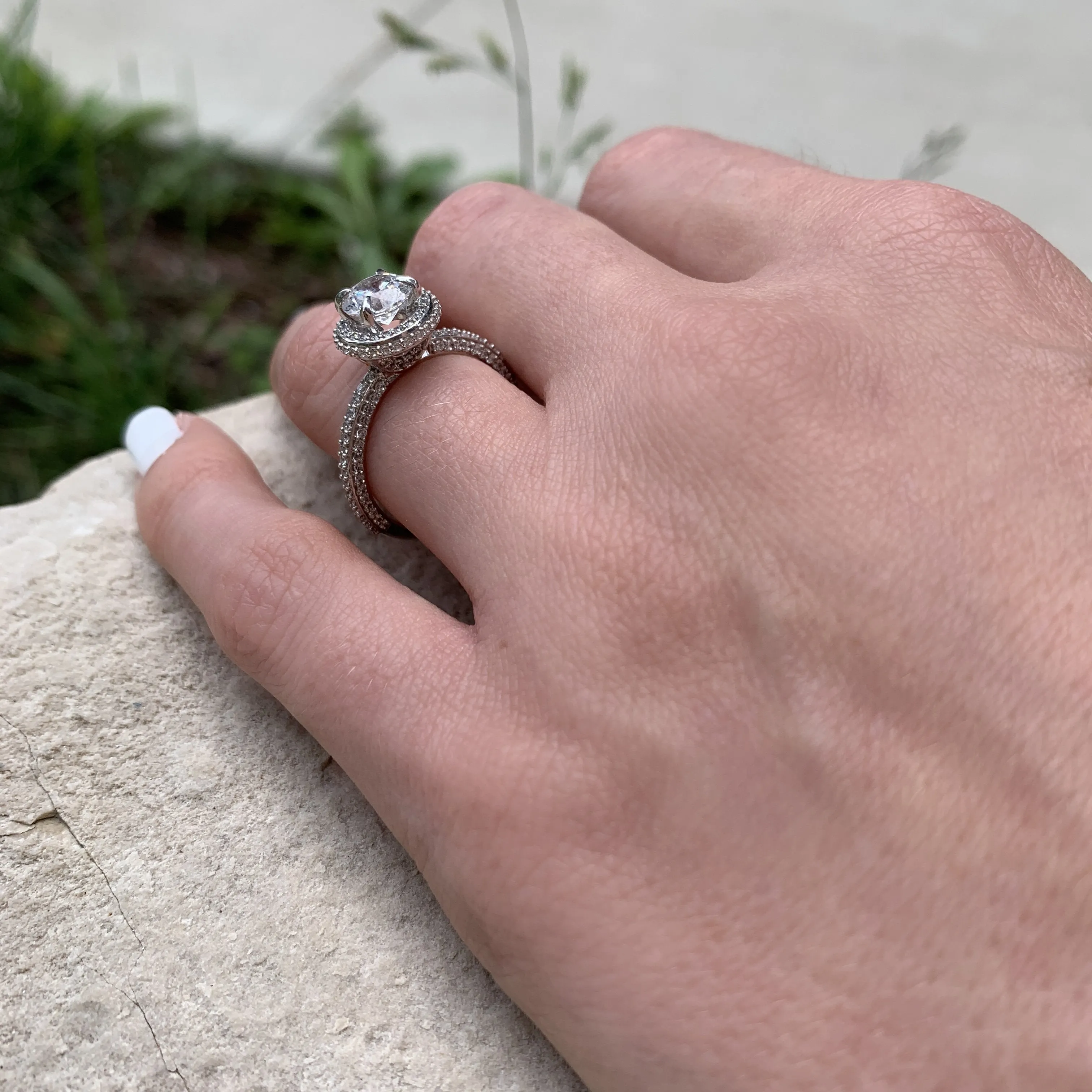 Esme Halo Three-Sided Pavé Engagement Ring (setting only)