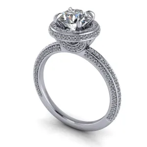 Esme Halo Three-Sided Pavé Engagement Ring (setting only)