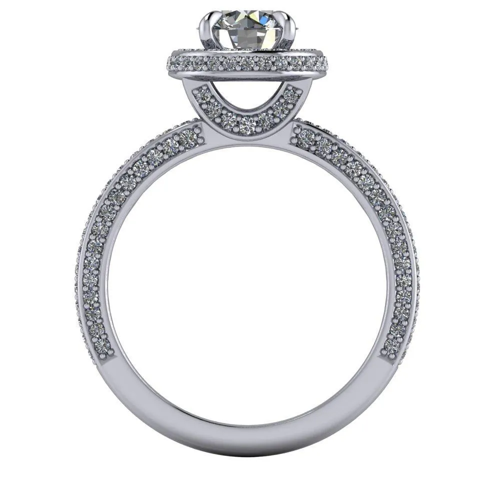 Esme Halo Three-Sided Pavé Engagement Ring (setting only)