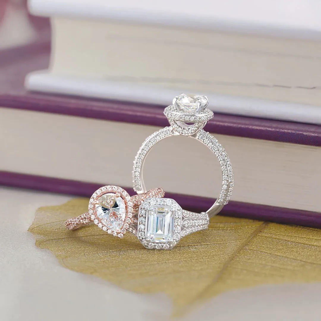 Esme Halo Three-Sided Pavé Engagement Ring (setting only)
