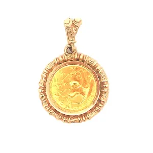 Estate Panda Coin Pendant in 14K Yellow Gold