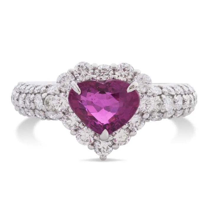 Estate Ruby and Diamond Ring in Platinum 900