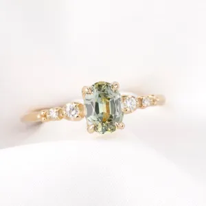 Estel Fleur Four Prongs Ring, Mint Green Montana Sapphire, 14k Yellow Gold (One of a kind)