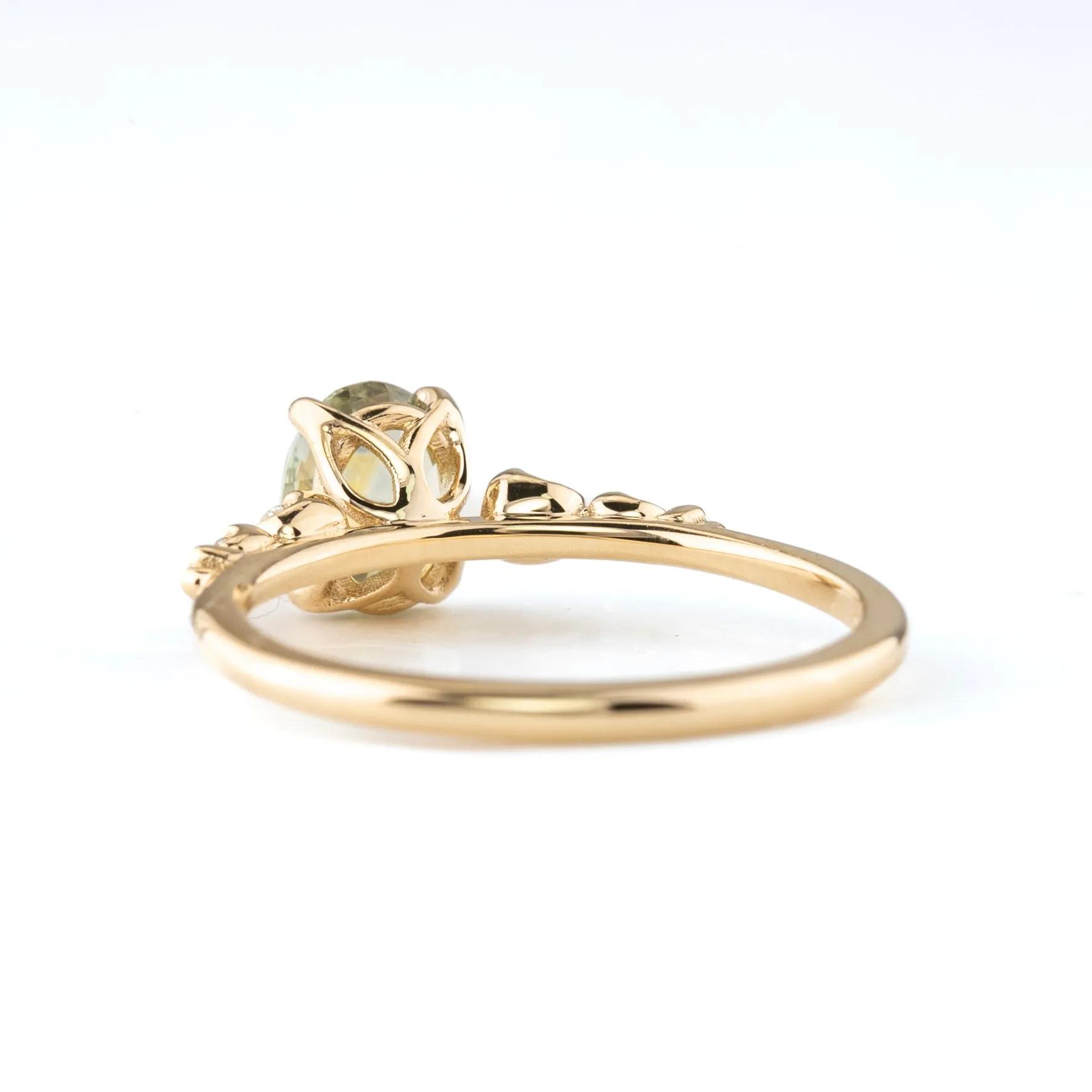 Estel Fleur Four Prongs Ring, Mint Green Montana Sapphire, 14k Yellow Gold (One of a kind)