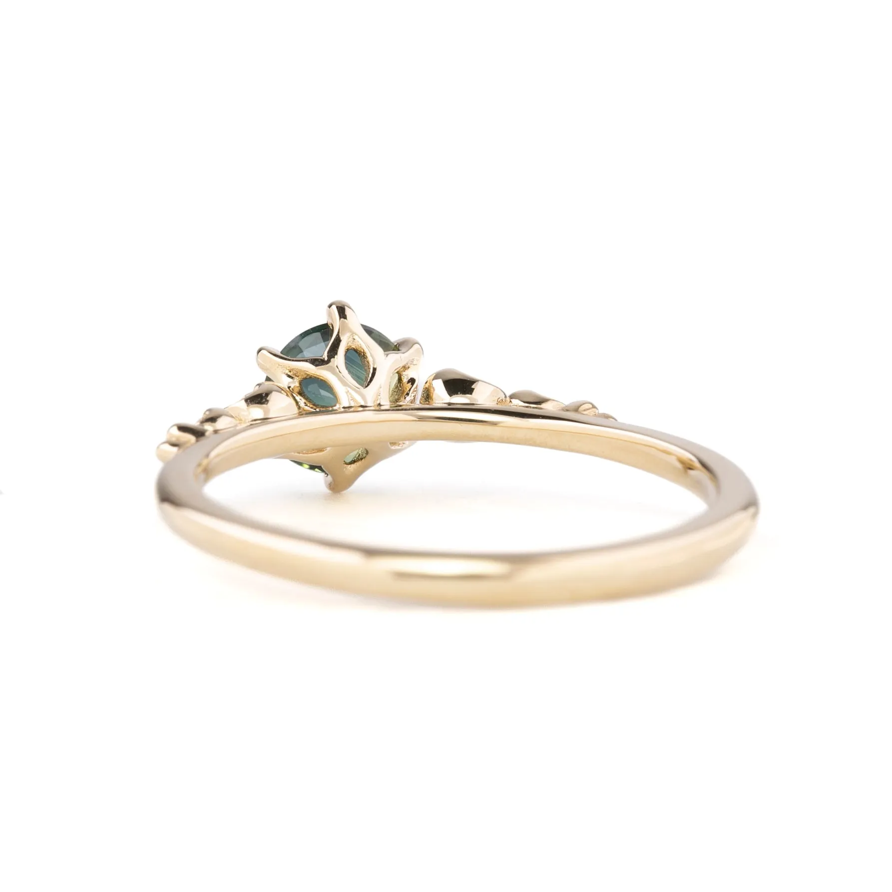 Estel Fleur Six Prongs Ring 0.76ct Green Australia Sapphire, 14k Yellow Gold (One of a kind)
