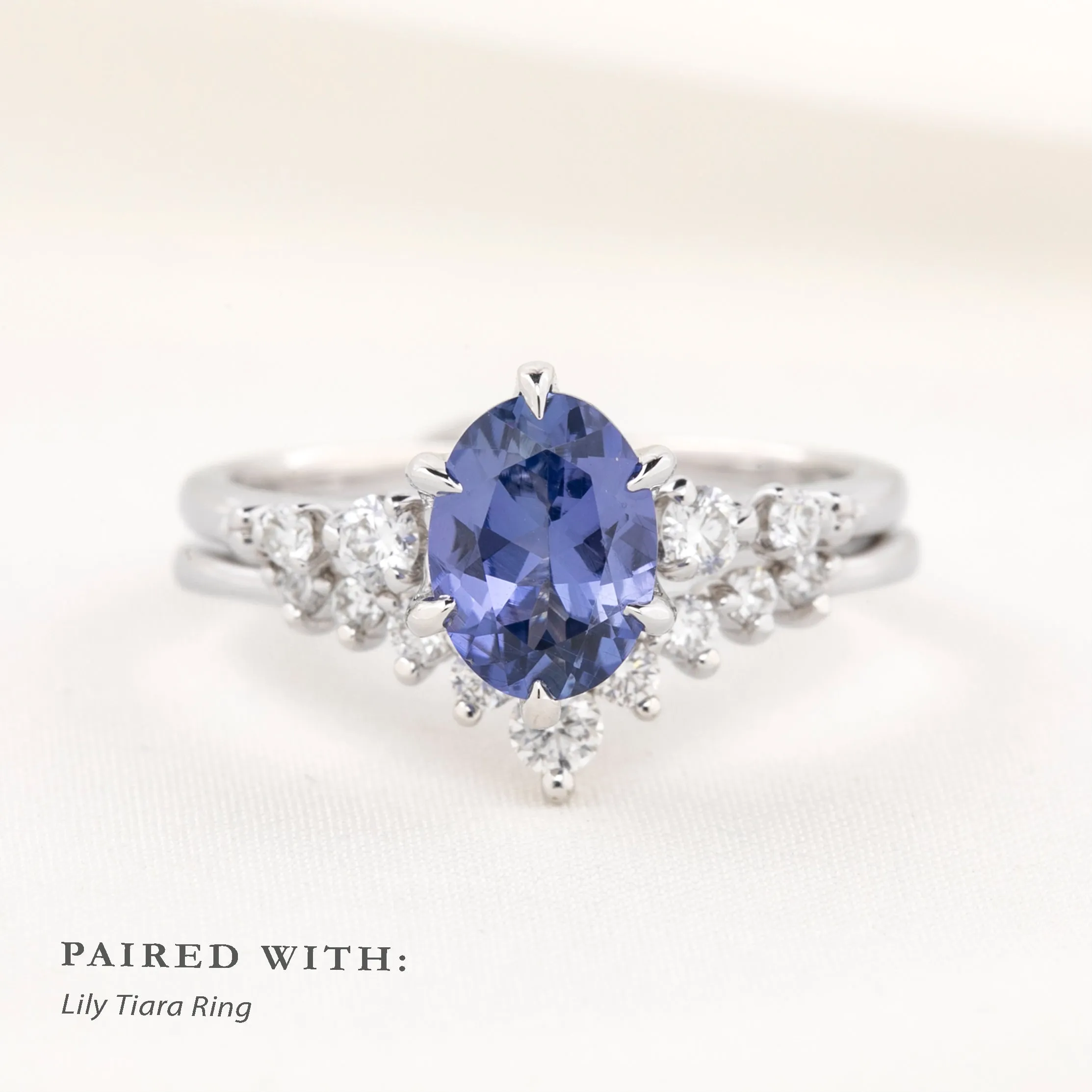 Estel Fleur Six Prongs Ring 1.56ct Blue Umba Sapphire, 14k White Gold (One of a kind)