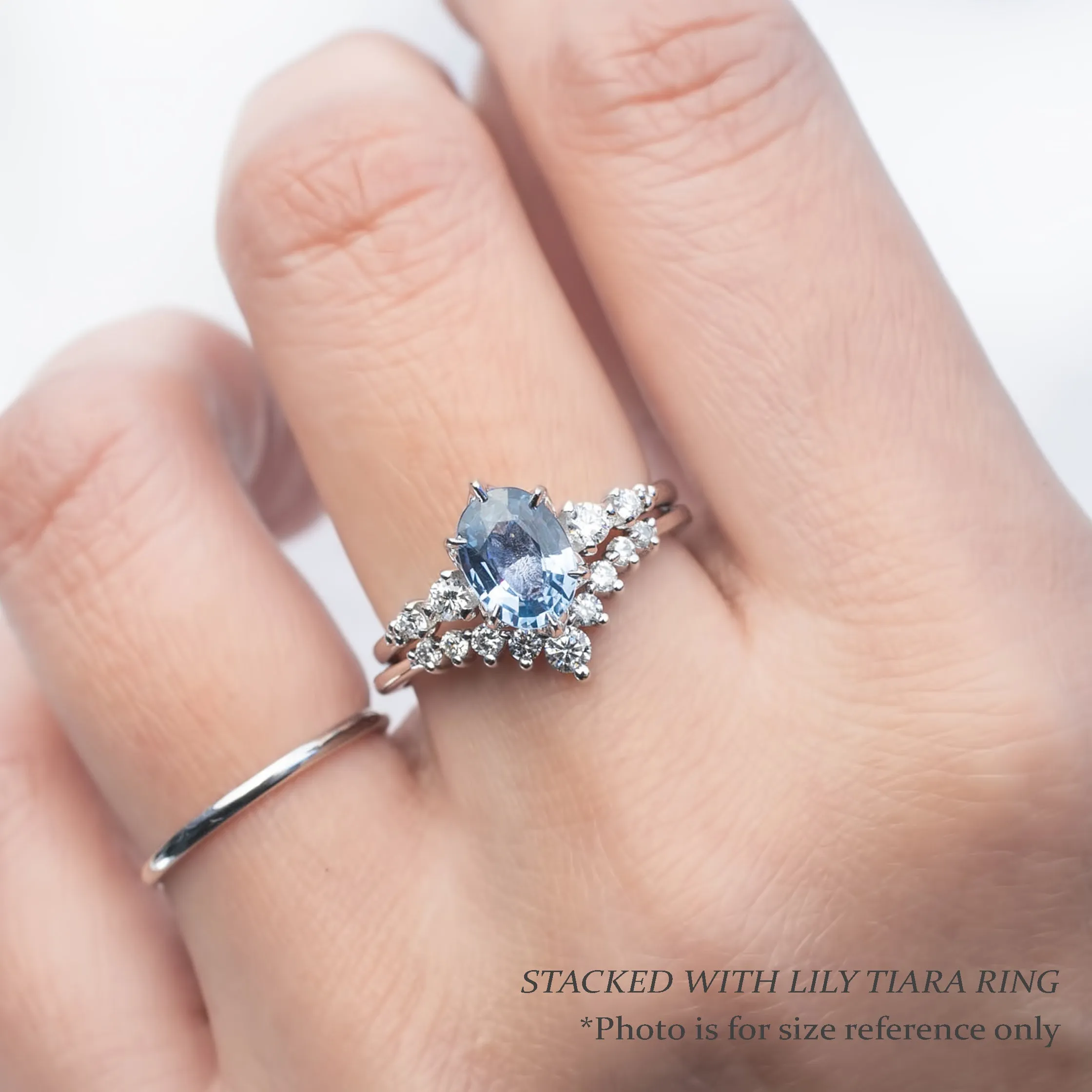 Estel Fleur Six Prongs Ring 1.56ct Blue Umba Sapphire, 14k White Gold (One of a kind)