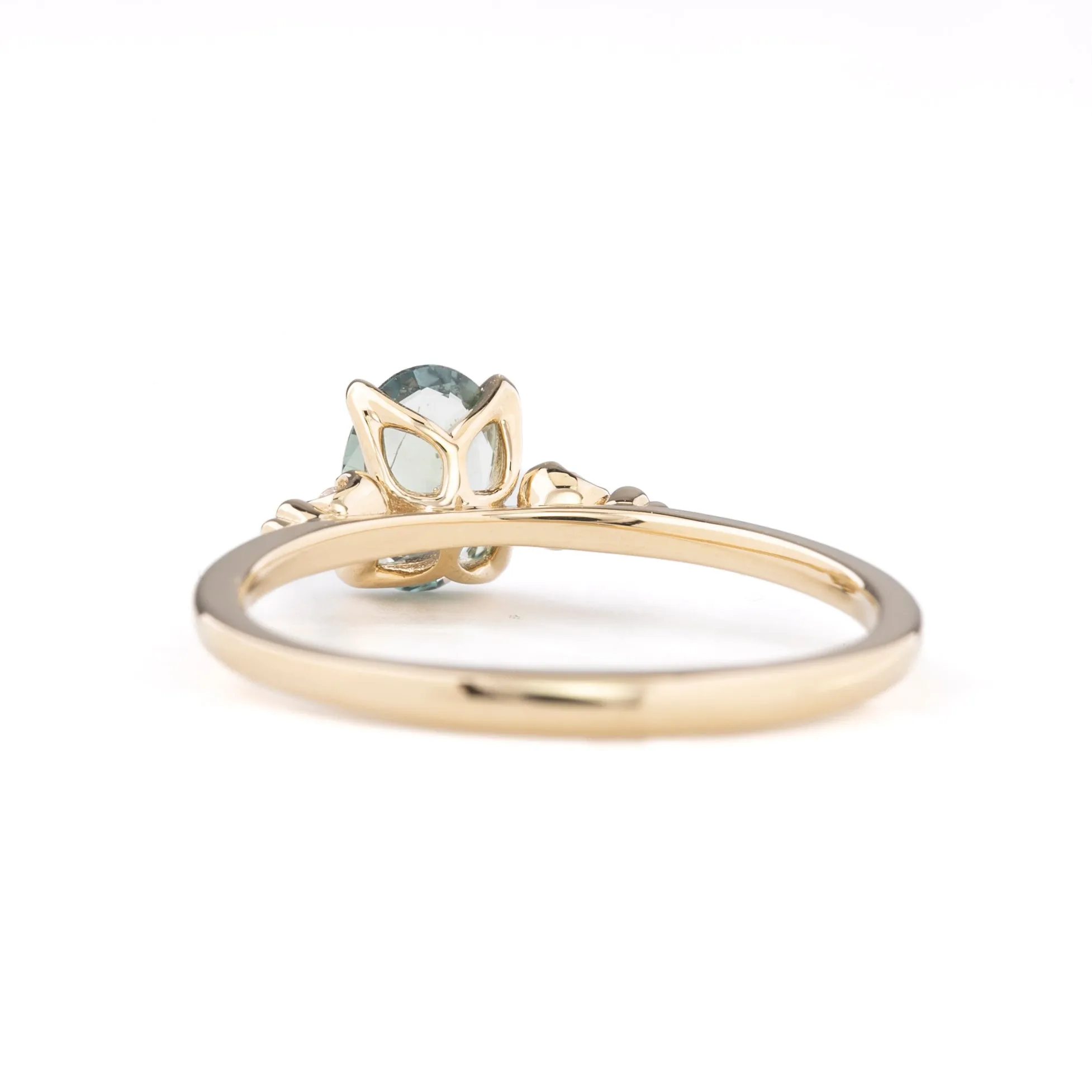 Estel Ring 0.72ct Green Madagascar Sapphire, 14k Yellow Gold (One of a kind)