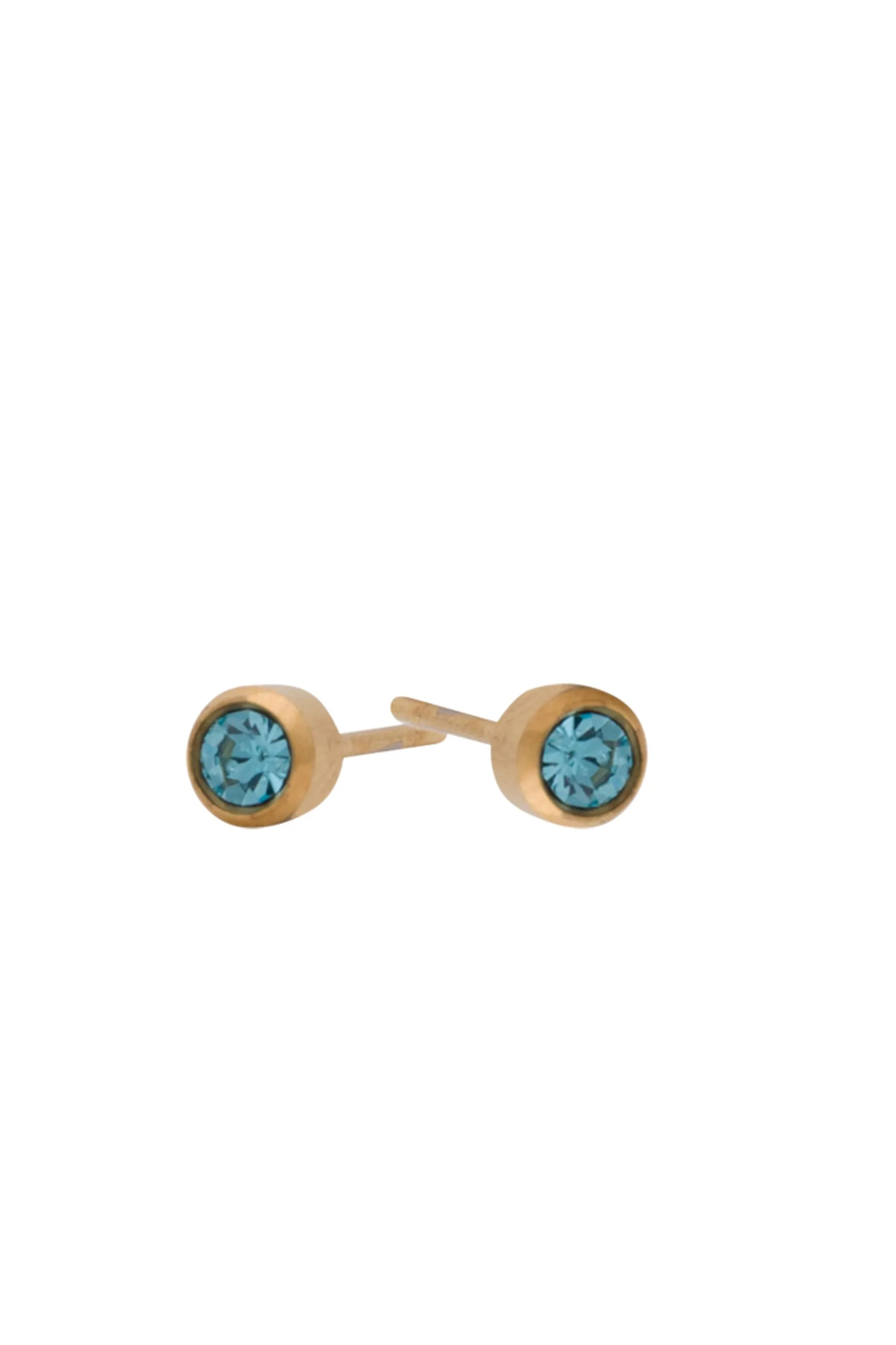 EURO 51230 Light Blue Aquamarine Crystal March Birthstone 4mm Gold Studs