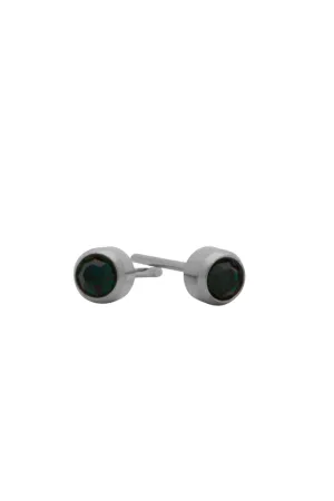 EURO 51251 Dark Green Emerald Crystal May Birthstone Stainless Steel 4mm Studs